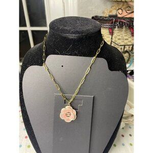 Chanel Upcycled Camellia Pink Enamel Pendant Necklace – Gold-Tone Chain, Prelove